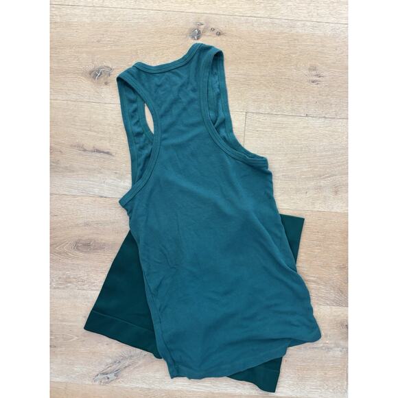 Green SET ACTIVE workout set biker short tank top/size medium - Picture 6 of 7